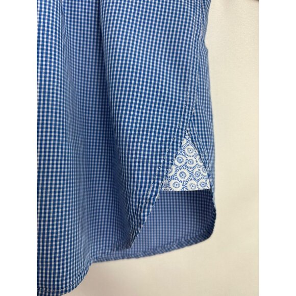 Ted Baker Men's Franks Trim Fit Houndstooth Shirt 100% Cotton Blue Sz 17.5 34/32 - Picture 12 of 15